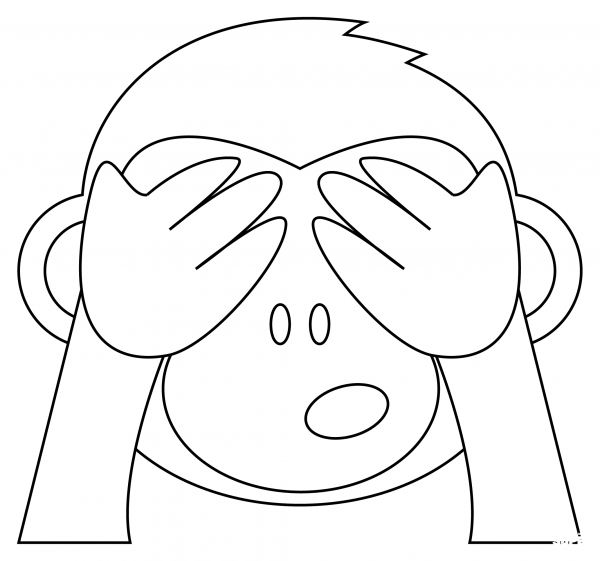 See No Evil Monkey coloring page image
