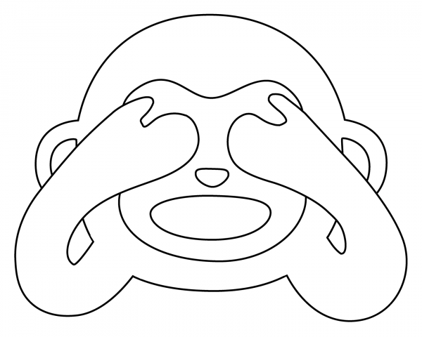 See No Evil Monkey Emoji coloring page image