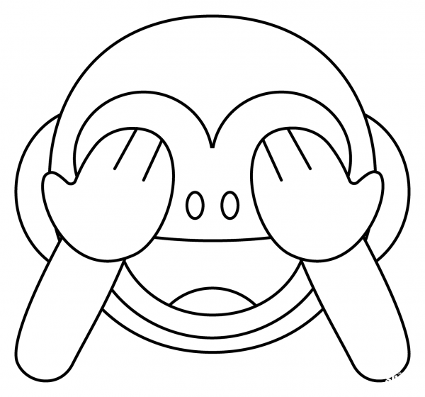 See No Evil Monkey Emoji coloring page image