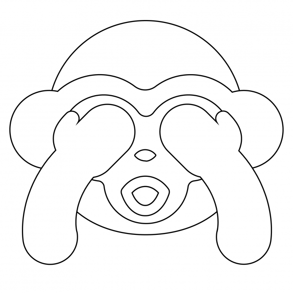 See-No-Evil Monkey Face Emoji coloring page image