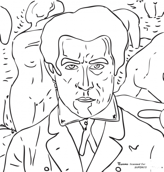 Self Portrait By Kazimir Malevich  coloring page image
