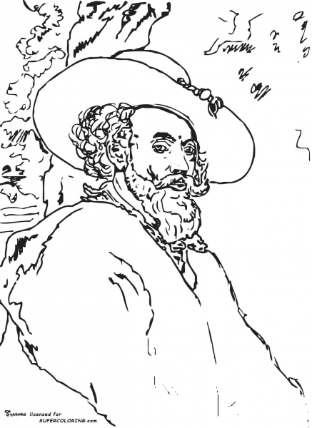 Self Portrait By Peter Paul Rubens coloring page image
