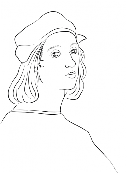 Self Portrait by Raphael coloring page image