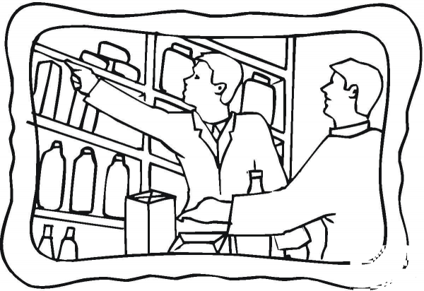 Seller Helps To Make Choice  coloring page image