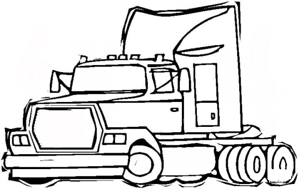 Semi-trailer truck coloring page image