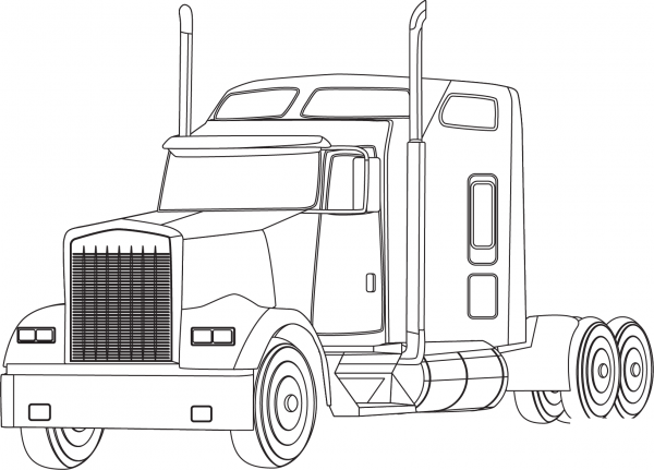 Semi Truck coloring page image