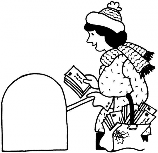 Sending Christmas Cards  coloring page image