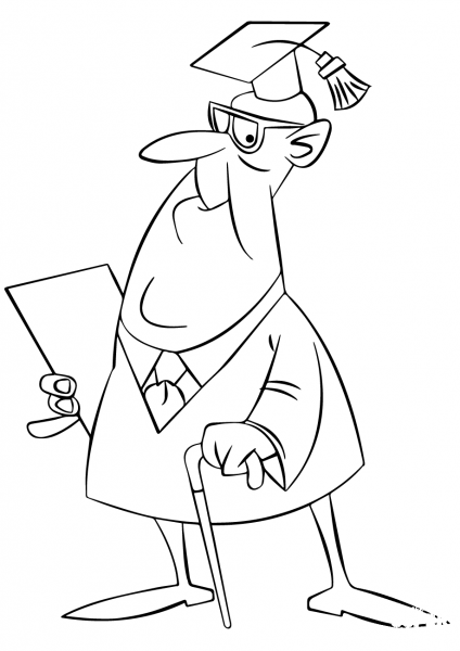 Senior Man Graduating coloring page image