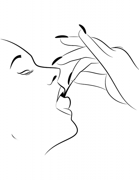 Sensual Woman Eating Cherry coloring page image