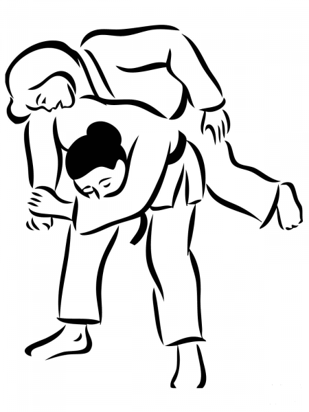 Seoi Nage Judo Throwing coloring page image