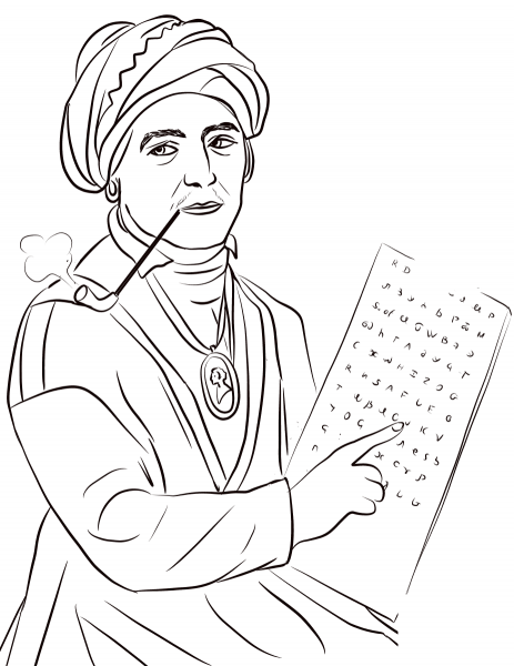 Sequoyah coloring page image
