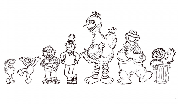 Sesame Street Characters coloring page image