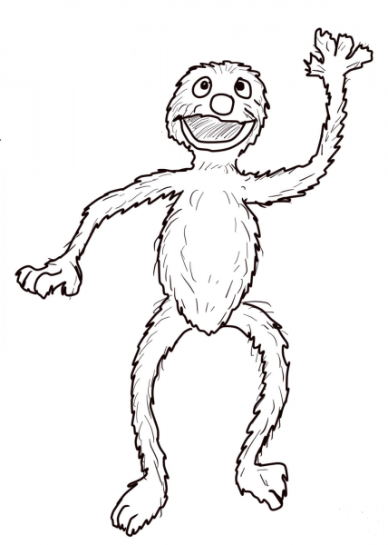 Sesame Street Grover Waving coloring page image