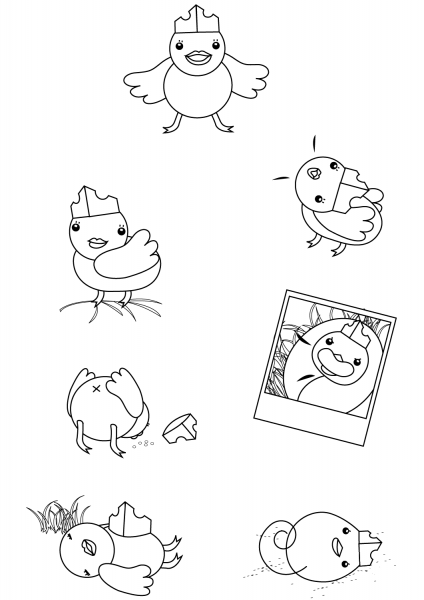 Set of Cute Chicks coloring page image