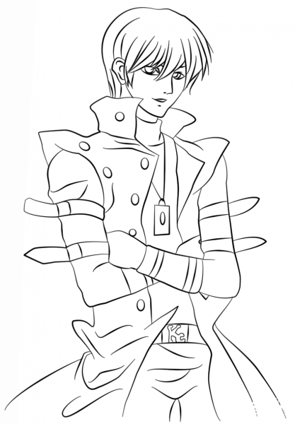 Seto Kaiba from Yu-Gi-Oh! coloring page image