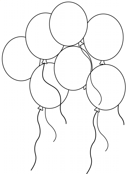 Seven Balloons coloring page image