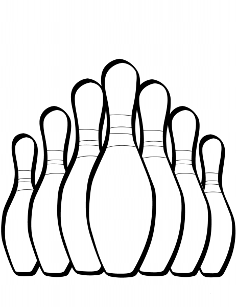Seven Bowling Pins coloring page image