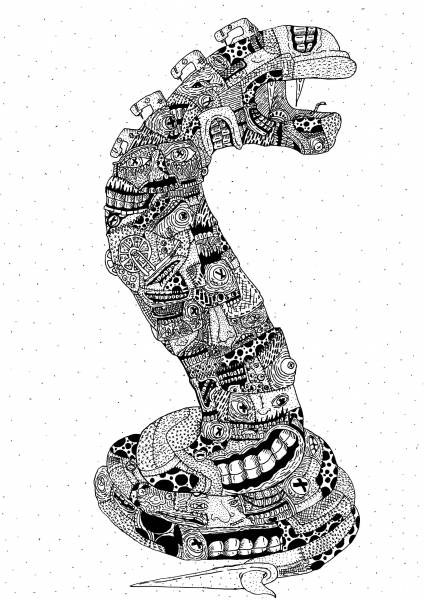 Sewing Deity by Kris Man coloring page image