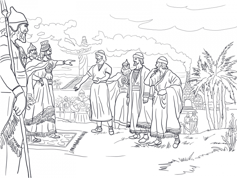 Shadrach, Meshach and Abednego Before King Nebuchadnezzar coloring page ...