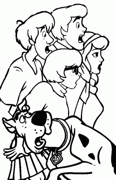 Shaggy, Velma, Fred, Daphne and Scooby coloring page image