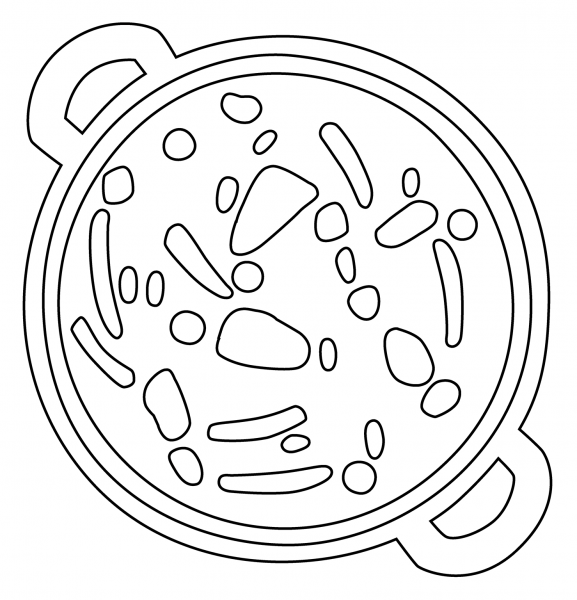Shallow Pan of Food Emoji coloring page image