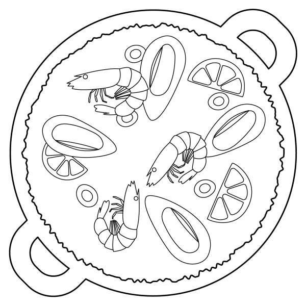 Shallow Pan of Food Emoji coloring page image