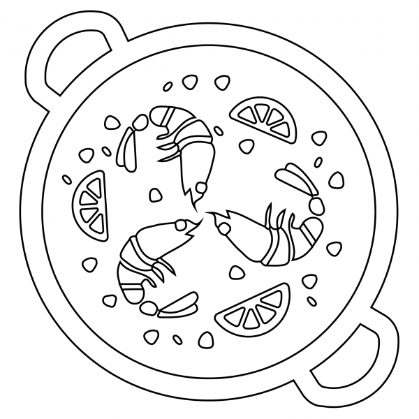 Shallow Pan of Food Emoji coloring page image