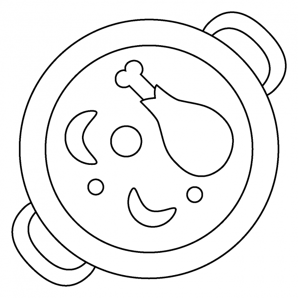 Shallow Pan of Food Emoji coloring page image