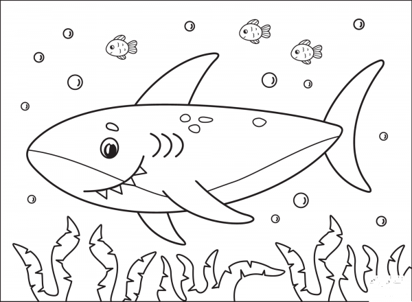 Shark coloring page image