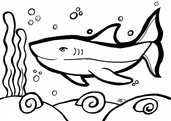 Shark coloring page image