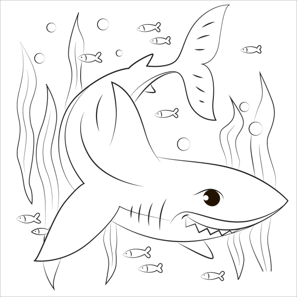 Shark coloring page image
