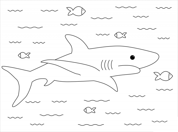 Shark coloring page image