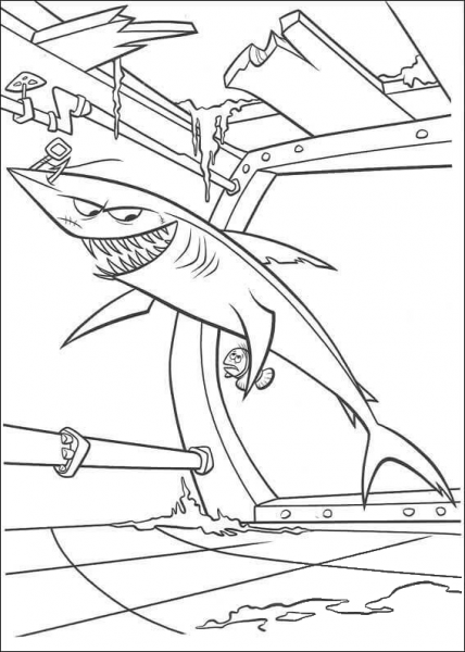 Shark In a Boat  coloring page image