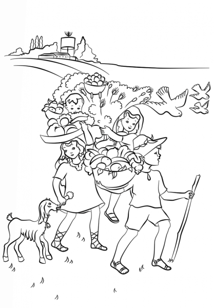 Shavuot celebration coloring page image