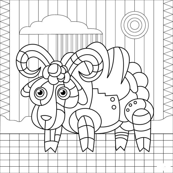 Sheep coloring page image