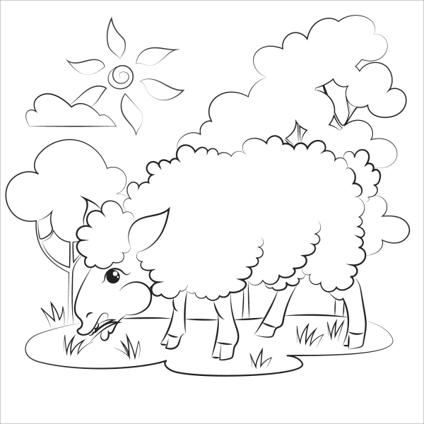 Sheep coloring page image