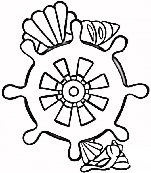 Shells and Rudder coloring page image