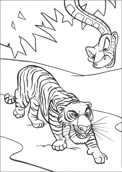 Shere Khan With Kaa  coloring page image
