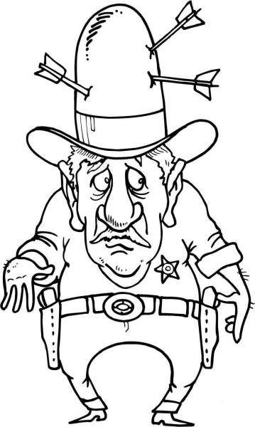 Sherif with Arrows in the Hat coloring page image
