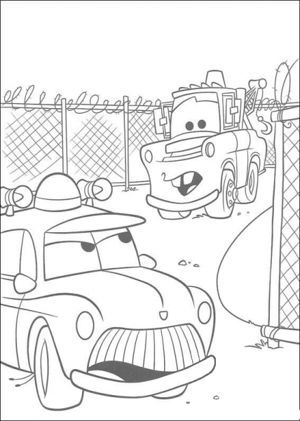 Sheriff and Mater coloring page image