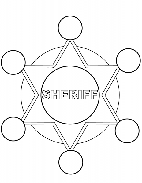 Sheriff Star coloring page image