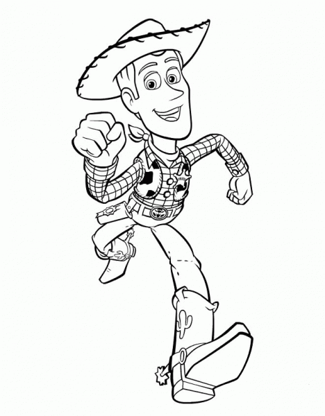 Sheriff Woody Is Running  coloring page image