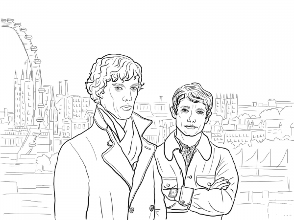 Sherlock BBC coloring page image