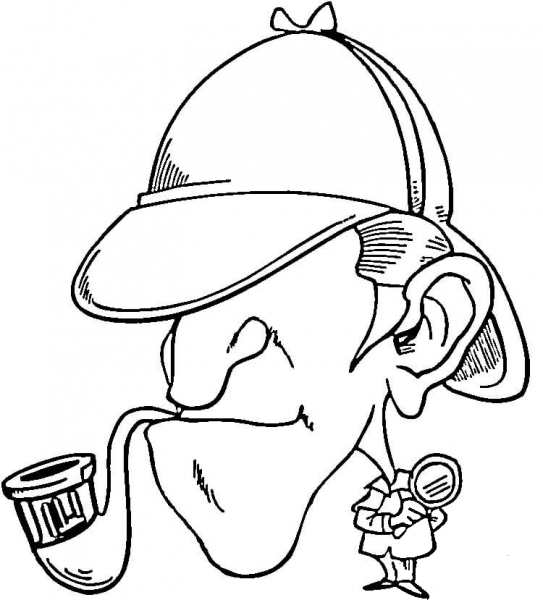 Sherlock Holmes With Pipe coloring page image