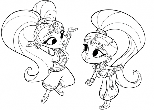 Shimmer and Shine coloring page image