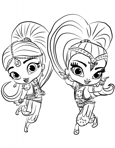 Shimmer and Shine coloring page image