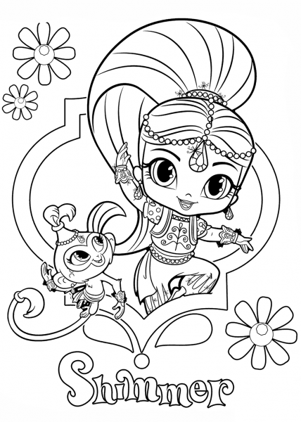 Shimmer and Tala coloring page image