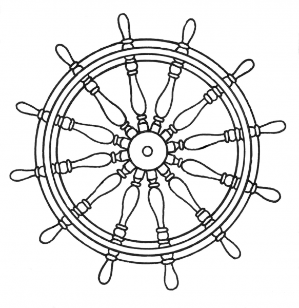 Ship’s Wheel coloring page image