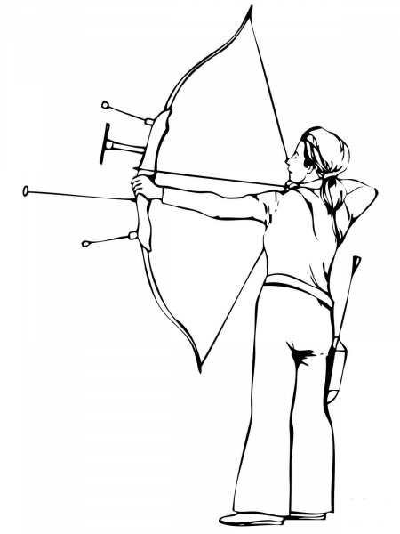 Shooting Recurve Bow coloring page image