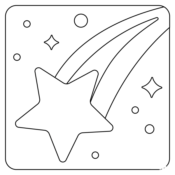 Shooting Star Emoji coloring page image